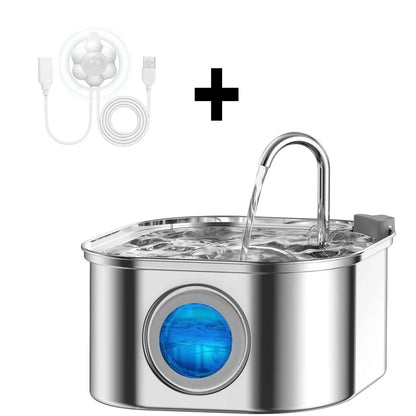 Transparent Window Cat Water Dispenser with sensor 3.2L/108oz Super Quiet& Pets Auto Filter Stainless Steel Cats Water Fountain